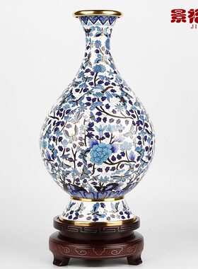 玉客厅装饰工艺品瓶春书房外事壶花瓶摆件出国礼品中式景泰蓝公司