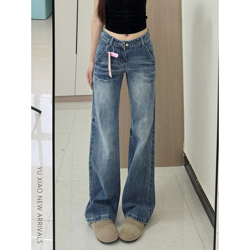 复古不贴腿微喇牛仔裤女秋冬加绒宽松大码胖mm显瘦梨形身材阔腿裤,淘宝优惠券,粉丝福利购,淘宝优惠卷