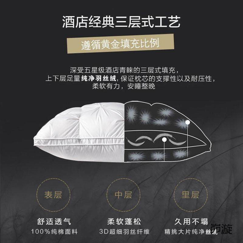 羽绒枕头白鹅绒丝枕芯五星级酒店枕头芯一对装高挡不塌超软,淘宝优惠券,粉丝福利购,淘宝优惠卷