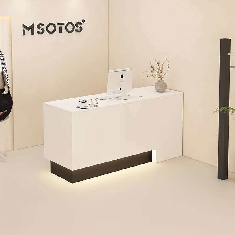 带灯简约现代收银台服装店吧台桌洞石纹柜台美甲店铺小型接待前台,淘宝优惠券,粉丝福利购,淘宝优惠卷