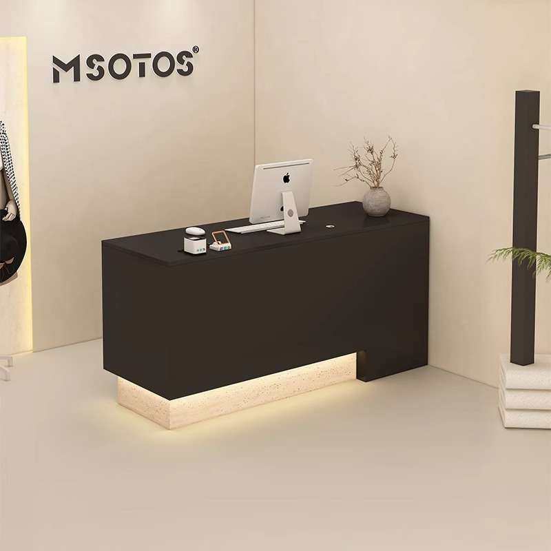 带灯简约现代收银台服装店吧台桌洞石纹柜台美甲店铺小型接待前台,淘宝优惠券,粉丝福利购,淘宝优惠卷