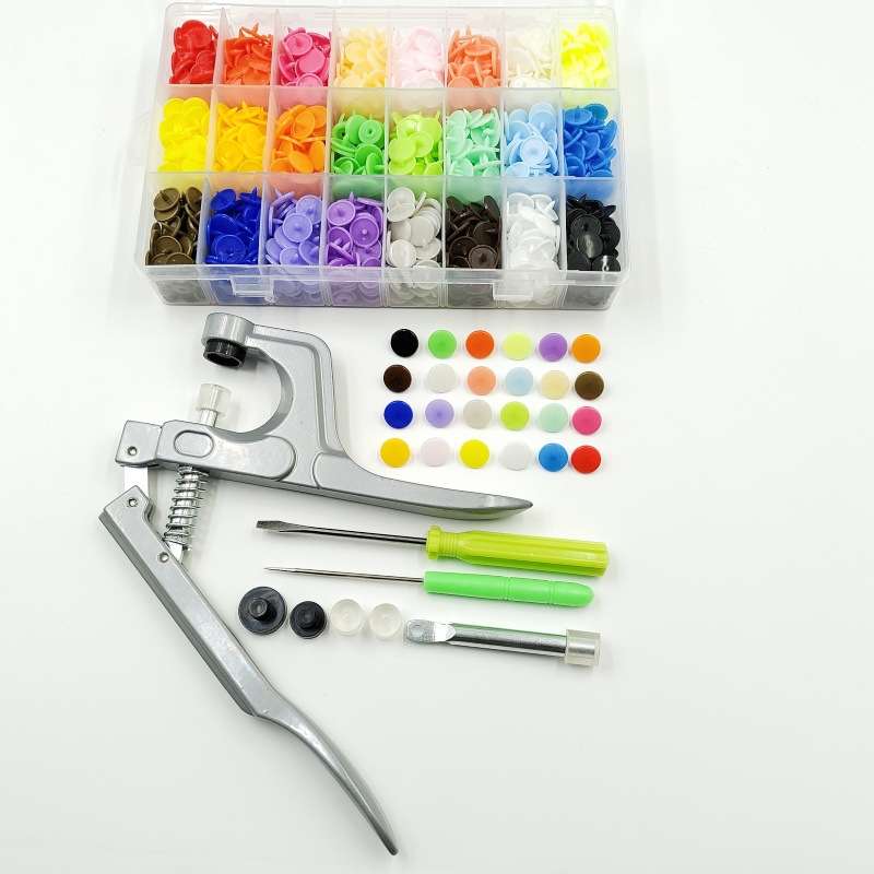 384套T5彩色扣子树脂四合扣套装+手压钳塑料按扣免缝儿童树脂纽扣 - 图1