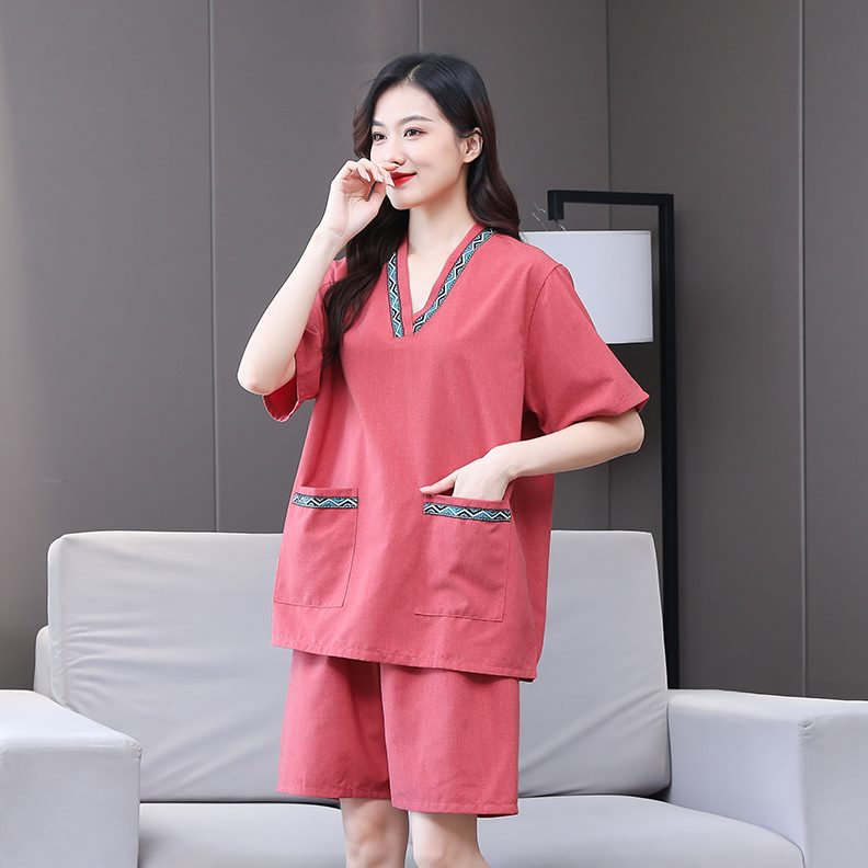服洗浴按摩足大码店桑拿麻家居睡衣浴浴衣疗情侣贡服汗蒸服女男款 - 图3
