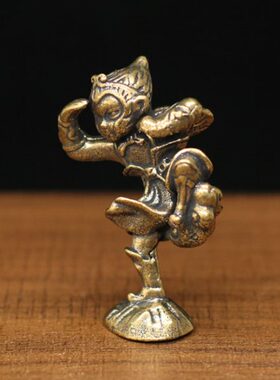 迷你实心黄铜孙悟空创意桌面小摆件齐天大圣筋斗云脚踏祥云工艺品