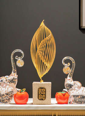 大象水晶摆件客h厅桌面新家书桌茶几摆设角几鹿装饰品流沙画工艺