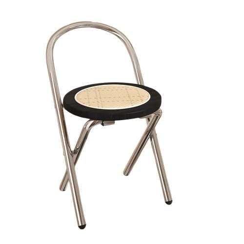 折叠椅子靠背家用藤编餐桌椅奶油风家用餐椅可折叠户外凳子马扎凳 - 图3