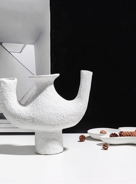 新中式创意白色斑点l陶瓷摆饰样板间样品屋展示中心酒店玄关客厅