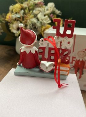 （包邮）出口单 原包装红色可爱字母小精灵树脂玩偶摆件挂件