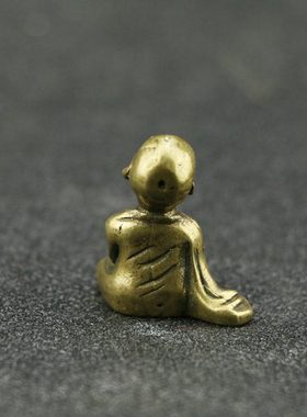 实心纯黄铜和尚古玩茶宠摆件仿古工艺品小佛古铜器装饰收藏品