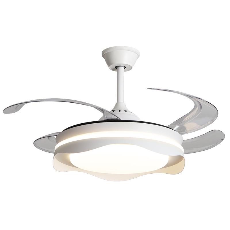 Cream fan lamp bedroom mute full spectrum simple style one-piece ceiling fan lamp living room main lamp Zhongshan lamp