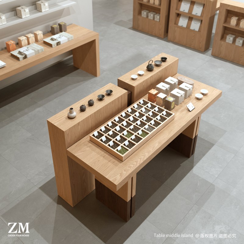 流水台展示桌f文创茶具中岛台陶瓷展览特产商品礼物陈列柜中间摆 - 图1