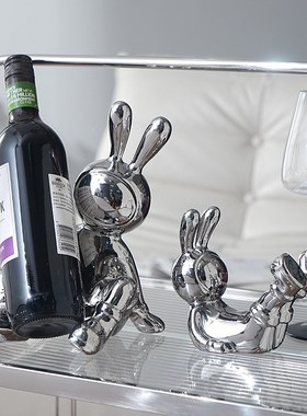 轻奢高档兔子红酒架酒柜t装饰品家居客厅餐边柜摆件工艺品乔迁礼