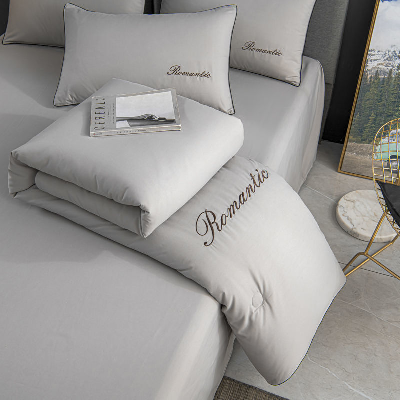 被套四件套春秋床上床单床品纯色简约全棉单人纯P色小清新1.8米床 - 图1