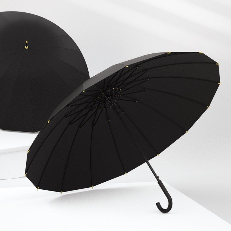 长柄雨伞弯柄大号加大o加固加厚结实抗风黑色黑伞暴雨专用定制log - 图3
