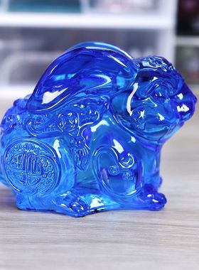 大小号黄a水晶兔子摆件十二生肖生日礼物琉璃家居客厅装饰招财纳