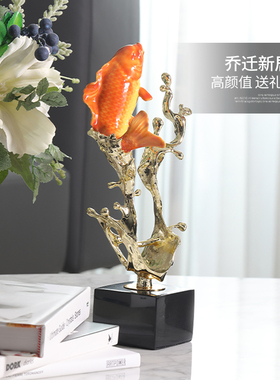 新中式年年有余摆件家居饰品客厅玄关G酒柜装饰办公室开业乔迁礼