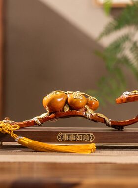 朱炳仁铜事事如意柿子如意摆件玄关客厅装饰乔迁生日送礼