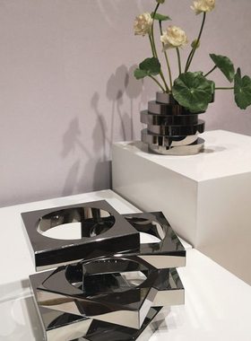 现代简约轻奢水晶花瓶摆件样板房售楼处博古架笔筒装饰品摆设