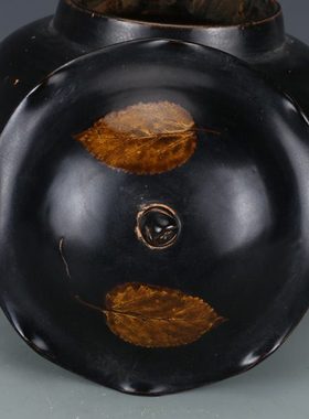 宋吉州窑黑釉枫叶荷叶罐 仿古瓷器古董古玩老瓷器摆件