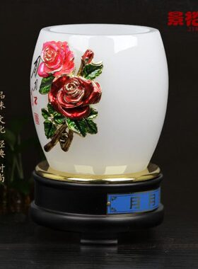 琉璃玉笔筒摆件工艺品办公室创意装饰品摆设商务礼品送领导