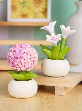 清新花盆桌面摆件k可爱办公室工位好物创意家居装饰品摆件节日礼