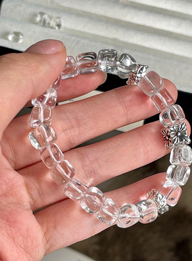 天然白水晶单圈手链女