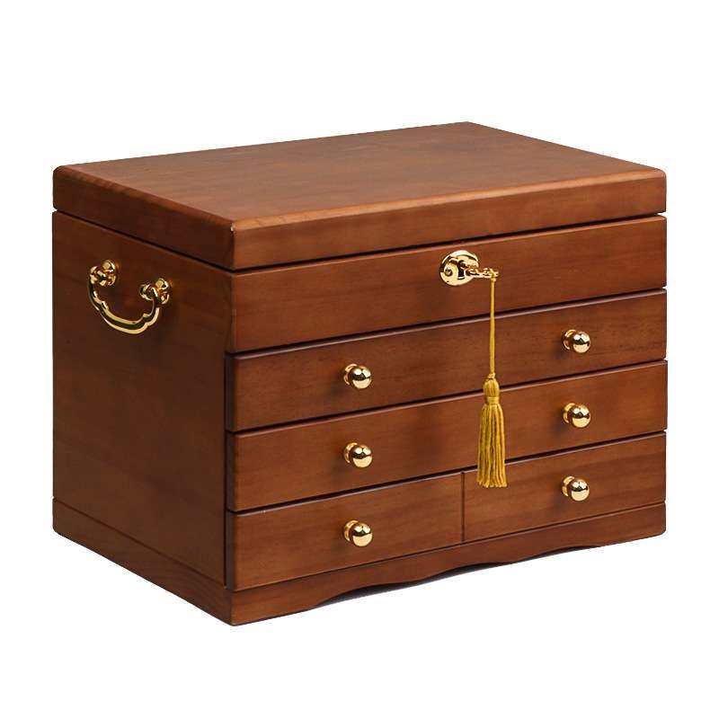 复古首饰盒古风带锁木质中国风中式梳妆盒家用绒布首饰珠宝收纳盒,淘宝优惠券,粉丝福利购,淘宝优惠卷