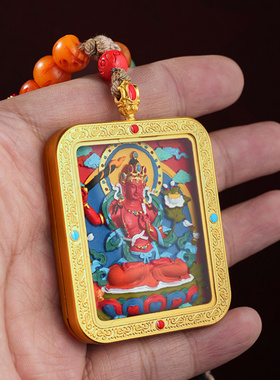 朱砂藏式手绘擦擦唐卡五爷黄财扎