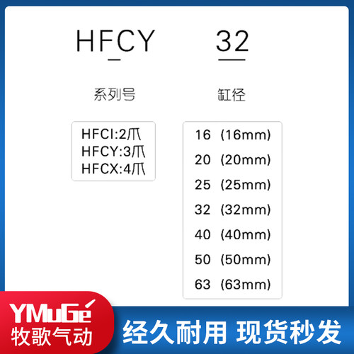 亚德客型三爪二四爪手指气缸HFCrX/HFCI/HFCY16/20/25/32/40/50/6 - 图0