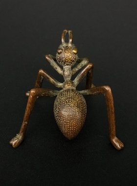 纯铜紫铜实心小蚂蚁香插迷你创意茶宠小摆件壶盖托茶几装饰工艺品