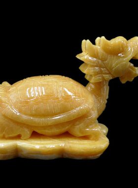 龙头龟居摆设装饰工艺品品玉新摆件客厅乔迁办公室玉龙龟黄米黄礼