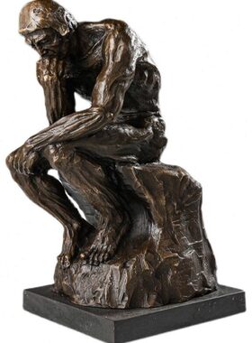 酒店家居E雕塑包邮欧式思18铜0桌面书房人物工艺品装饰摆件想者L