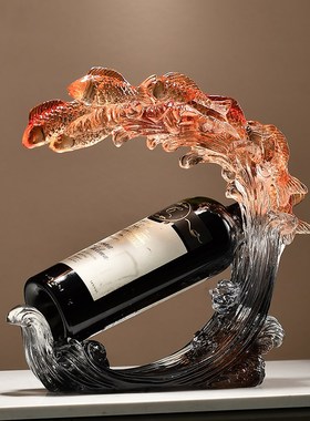 年年有余锦鲤鱼红酒架酒柜装饰品摆件家用L客厅家居餐边柜高级摆