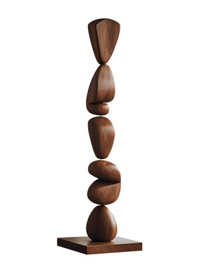 样板房客厅玄关落地摆件抽象实木雕塑装饰品酒店售楼处软装艺术品