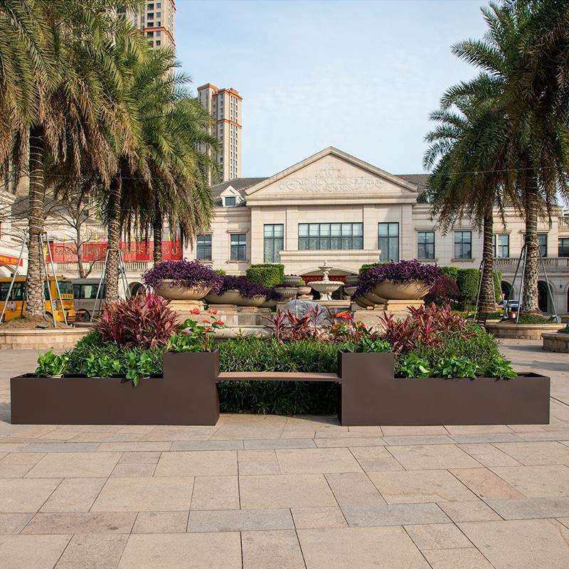 户外镀锌板坐凳花箱组合市政公园铁艺简约休息椅子花盆不锈钢花坛,淘宝优惠券,粉丝福利购,淘宝优惠卷