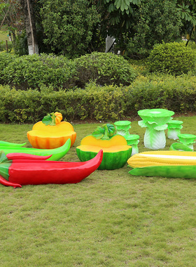 卡通玻璃钢水果蔬菜桌椅坐凳雕塑摆件别墅庭院公园商场座凳装饰品