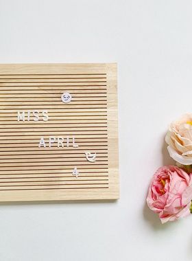 橡木手工毛毡字母留言板 DIY随意拼搭木制相框摄影道具儿童房装饰