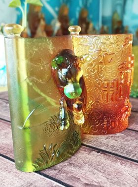 琉璃笔筒扭转乾坤和谐盛世时尚创意家居装饰品办公桌摆件定制刻字