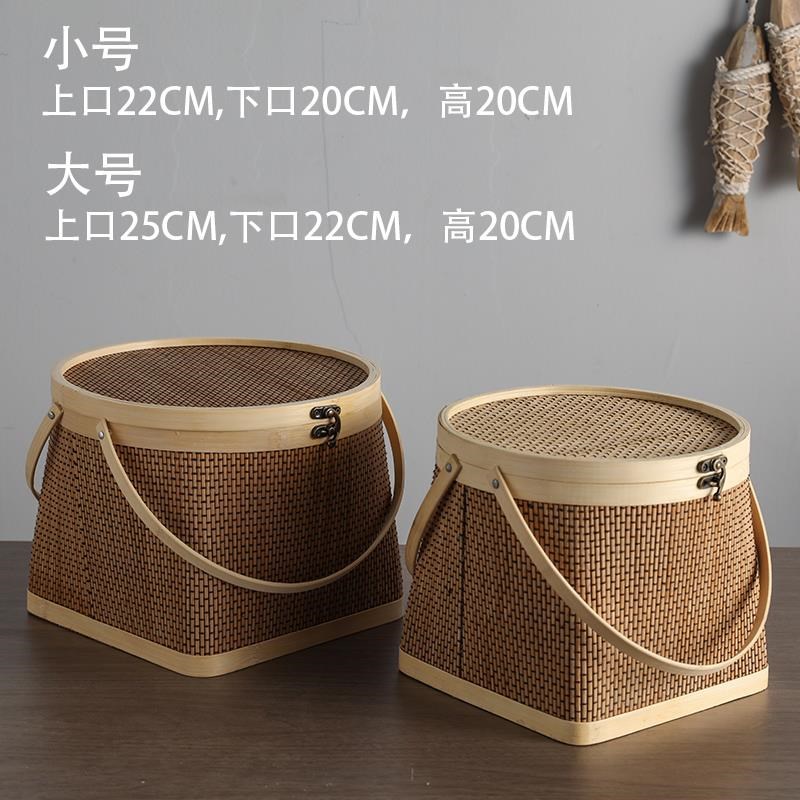 竹编竹篮子高f档手提中秋月饼包装礼盒端午节粽子篮大闸蟹鸡蛋竹 - 图1