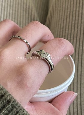 西太后土星爱心戒指简约金属冷淡风个性高级J开口男女食指戒15632