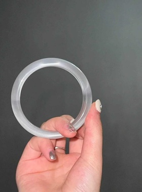 冰透荔枝冻白玉髓手镯猫眼石女