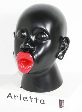 艺术雕塑唇红头像摆件样板间抽象摆设北欧现代家居饰品树脂人黑色