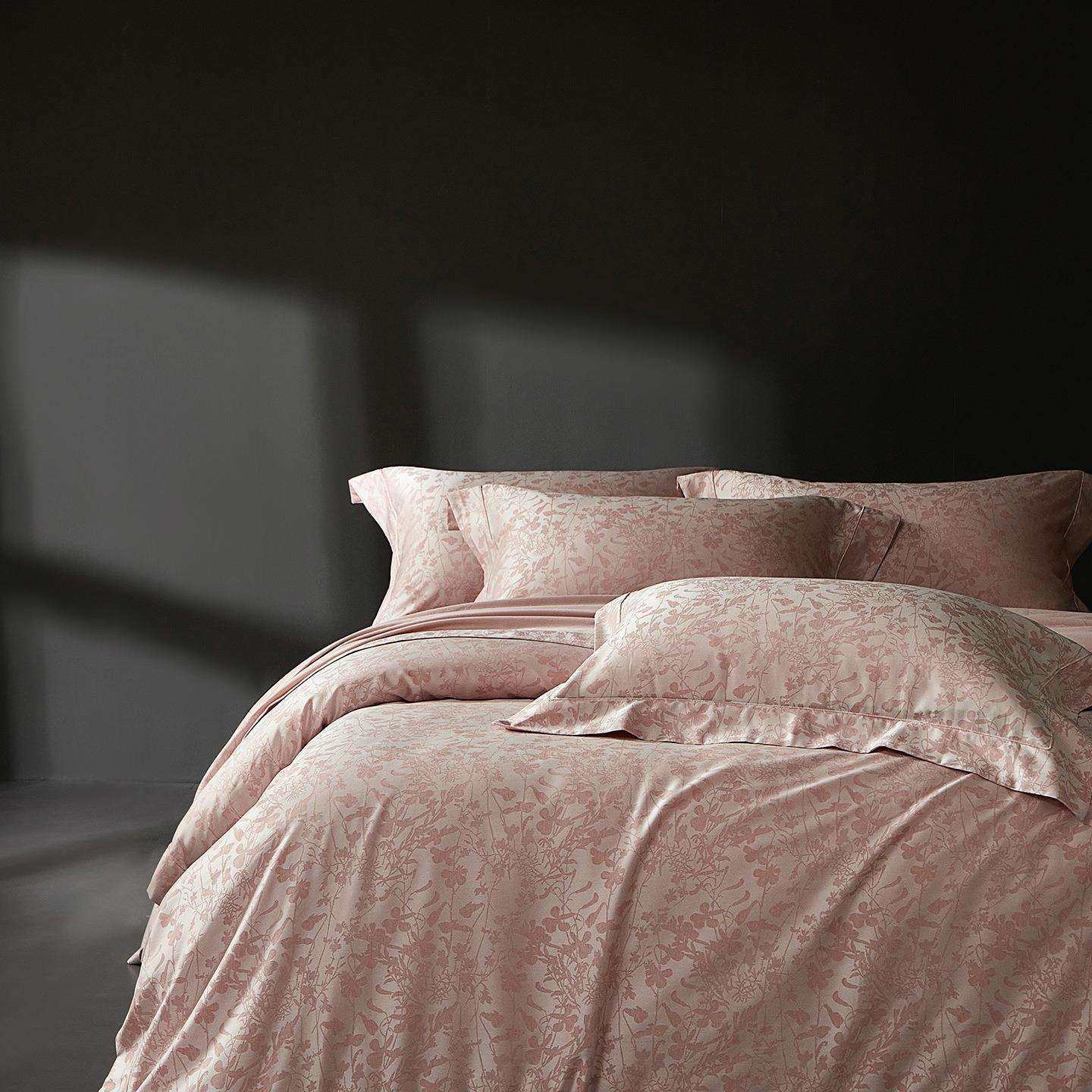 2025新款天丝棉色织提花四件套 1.5m床单款四件套 晨曦 粉,淘宝优惠券,粉丝福利购,淘宝优惠卷