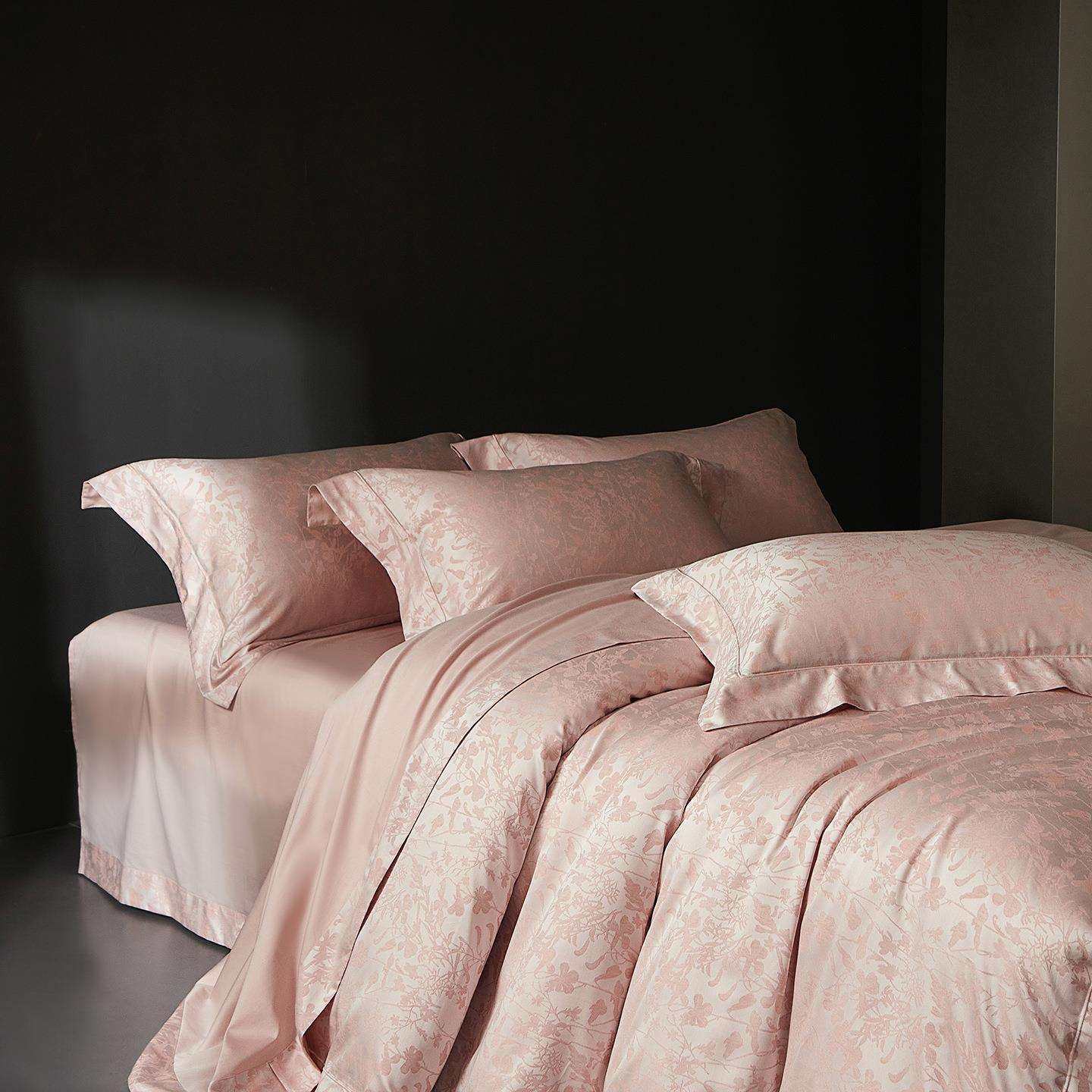 2025新款天丝棉色织提花四件套 1.5m床单款四件套 晨曦 粉,淘宝优惠券,粉丝福利购,淘宝优惠卷