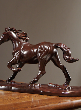 黑檀木马到成功摆件实木质雕刻生肖马工艺品家居办公室装饰工艺品