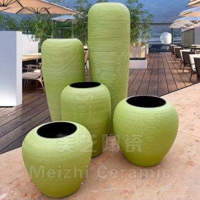 庭院酒店流水陶罐莫兰迪蓝色陶缸插花大花瓶客厅花艺摆件粗陶花盆,淘宝优惠券,粉丝福利购,淘宝优惠卷