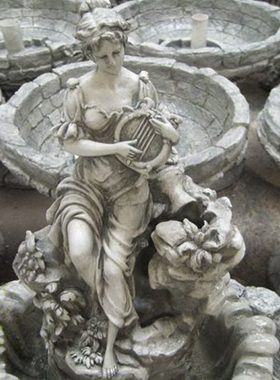 欧式人物雕塑摆设庭院玻璃钢落地流水鱼池喷泉装饰祝福摆件工艺品