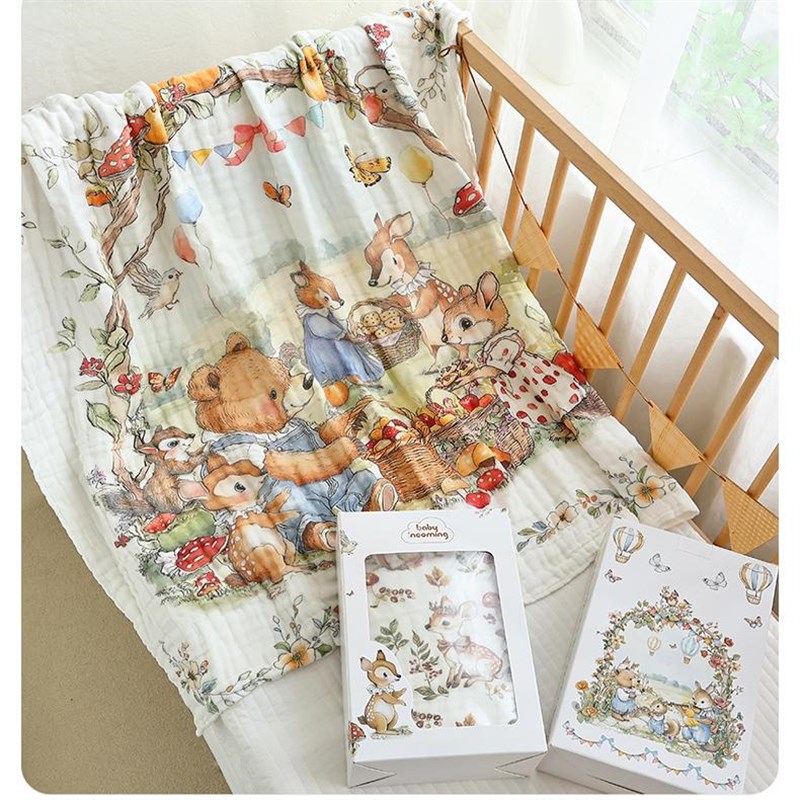 婴儿精梳棉六层纯棉纱布大裹巾吸水洗澡初生宝宝浴巾新生儿盖毯 - 图0