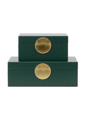 简约现代轻奢金属圆扣首饰v收纳盒梳妆台装饰盒样板间酒店装饰摆