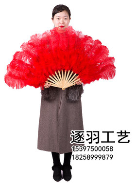 白色羽毛扇子舞蹈扇走秀肚皮舞玫红色古装绒毛演出鹅毛跳舞扇包邮